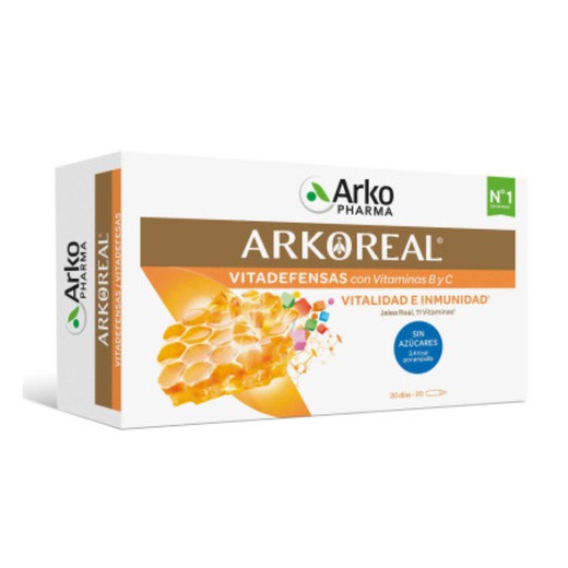 Arkoreal® Jalea Real 1000 Mg Vitadefensas Sin Azúcar 20 ampollas