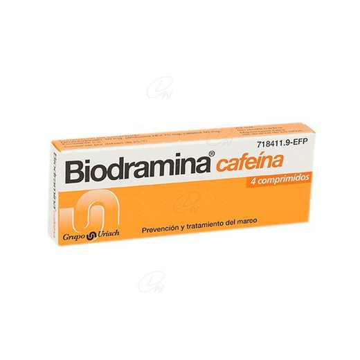 Biodramina Cafeina Comprimidos Recubiertos 4 Comprimidos