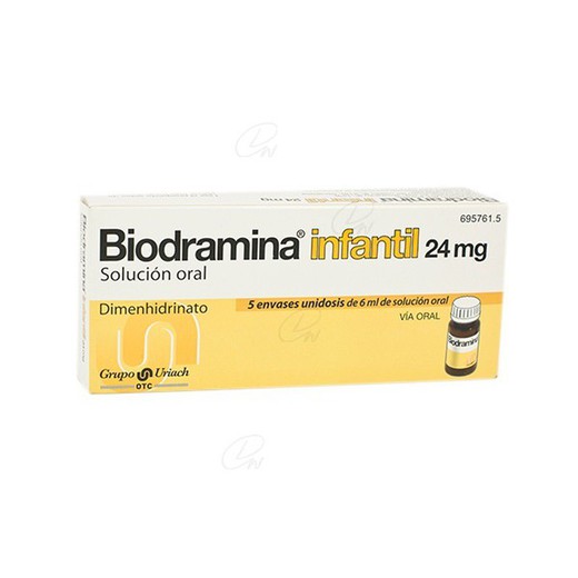 Biodramina Infantil 24 Mg Solucio Oral 5 Envasos Unidosis De 6 Ml