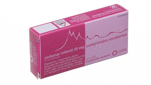 Cinfamar Infantil 25 Mg Comprimidos Recubiertos 10 Comprimidos