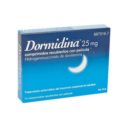 Dormidina Doxilamina 25 Mg Comprimits Recoberts Amb Pel·lícula 14 Comprimits