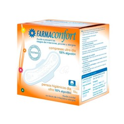Farmaconfort Compresas 100 Algodon Ultrafinas Dia Alas 10 U
