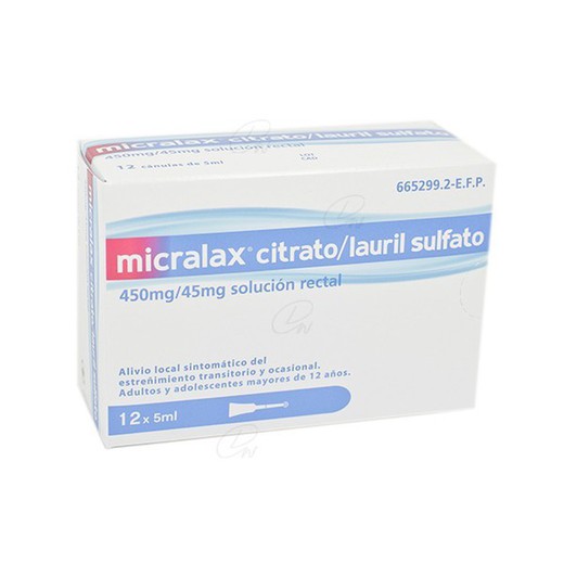 Micralax Citratolauril Sulfoacetato 450 Mg45 Mg Solucion Rectal 12 Enemas