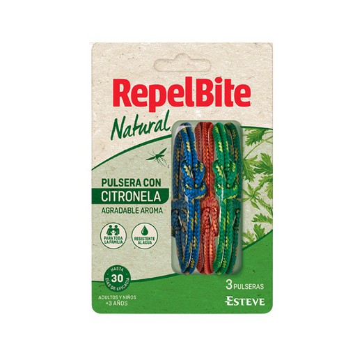RepelBite Natural Pulsera Cuerda 3u