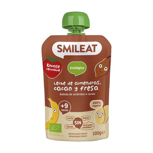 Smileat Pouch Eco de Leche de Almendras, Cacao y Fresa 100gr