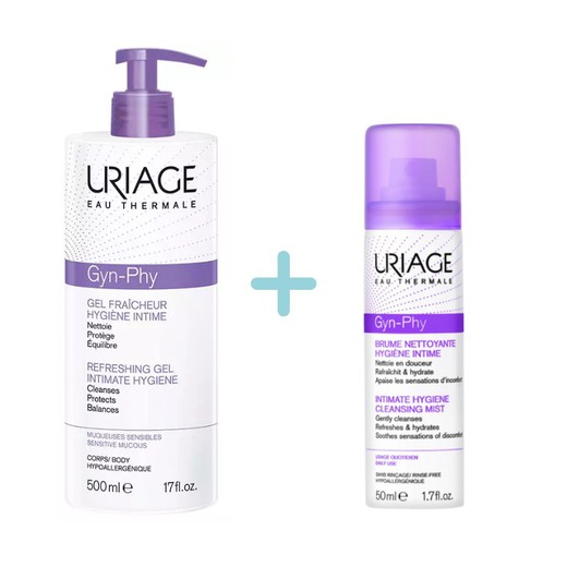 Uriage Gyn-Phy Gel Refrescante Higiene Intima 500ml + Gyn-Phy Bruma Limpiadora 50ml