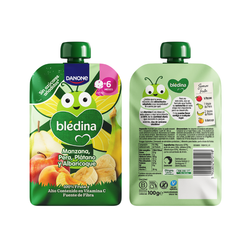 Blédina Manzana, Plátano, Pera y Albaricoque 100 g – Bolsita infantil