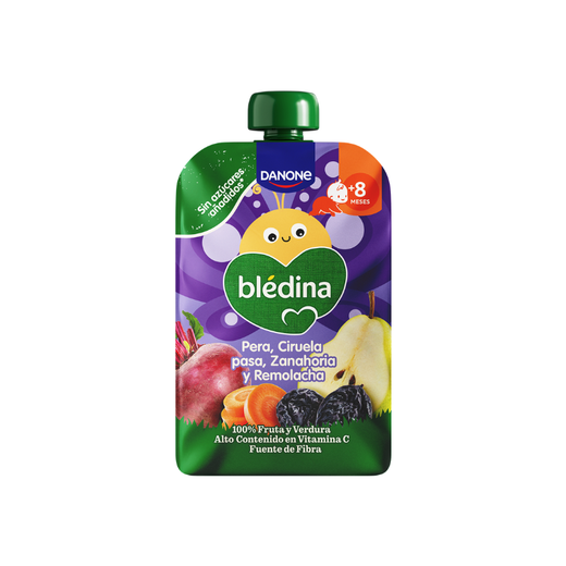 Blédina Pera, Ciruela Pasa, Zanahoria y Remolacha 100 g – Bolsita infantil