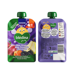 Blédina Pera, Ciruela Pasa, Zanahoria y Remolacha 100 g – Bolsita infantil