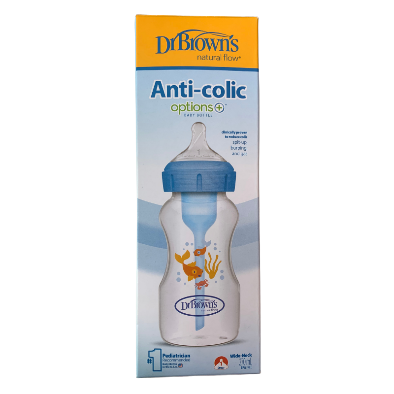 Drbrowns Biberon Options+ Boca Ancha Tetina L.1 0m+ 270ml Color Azul