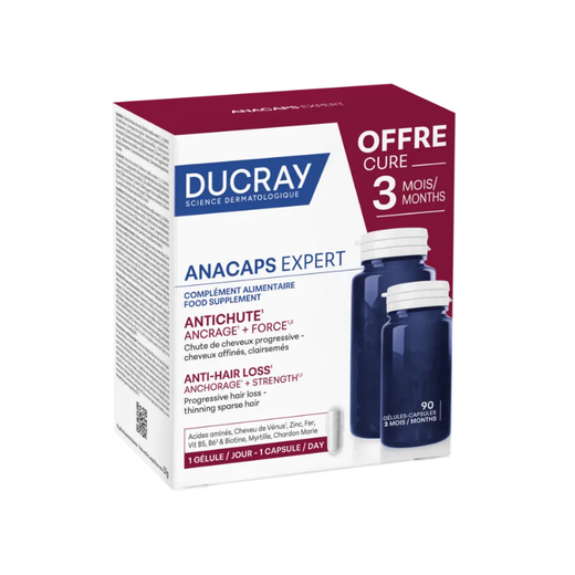 Ducray Anacaps Expert 90 caps | Nutrición anticaída y fuerza capilar