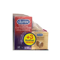 Durex Sensitivo Contacto Total 12u + Durex Real Feel 3u