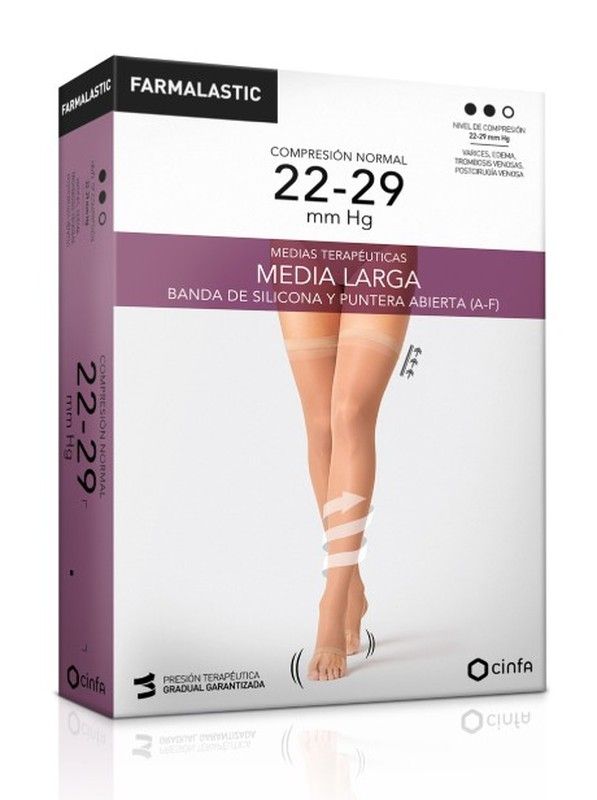 Farmalastic Media larga puntera abierta 22-29 mmHg Grande / Camel
