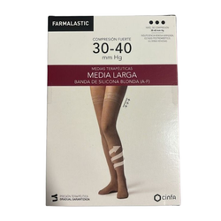 Farmalastic Media Larga Puntera Abierta con Blonda Compresión Fuerte (30-40mmHg)