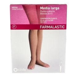 Farmalastic Media Larga Puntera Abierta con Blonda Compresión Fuerte (30-40mmHg)