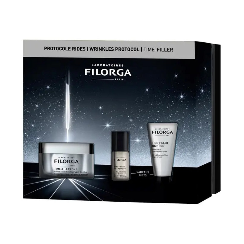 Filorga PACK Rutina Antiarrugas – Time-Filler 5 XP 50ml + Sleep & Peel 4.5 40ml + NCEF Shot Serum 10ml