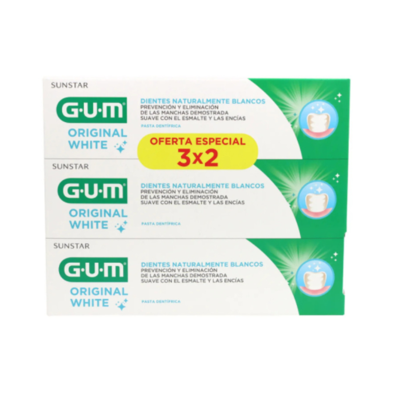GUM Original White Pack 3×75ml – Pasta dental Blanqueante y Protectora