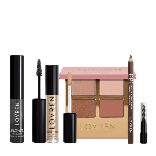 Lovrén Pack para Cejas: Corrector Medio Oscuro + Paleta de Sombras + Lapiz de Cejas + Gel Fijador