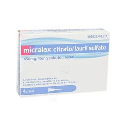 Micralax Citratolauril Sulfoacetat 450 Mg45 Mg Solucio Rectal 4 Enemes