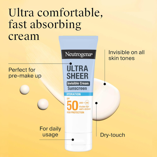 Neutrogena Ultra Sheer Invisible Sunscreen SPF50 50ml – Protección ligera