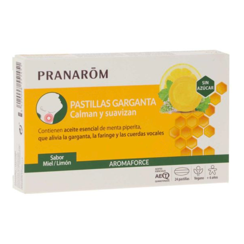 Pranarôm Pastillas Garganta Aromaforce Miel y Limón 24 uds – Calmantes