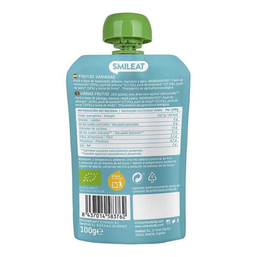 Smileat Pouch Eco Fruites Variades 100gr
