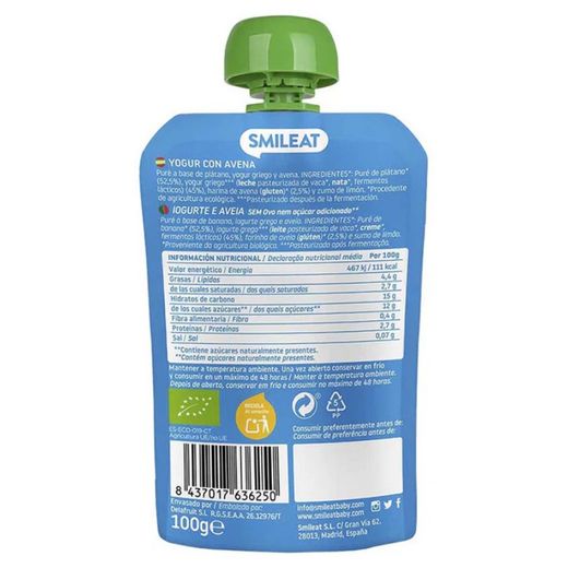 Smileat Pouch Iogurt i Civada 100gr