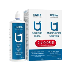 Unika Solución Única 360 ml x2 + Portalentes – Cuidado para tus Lentillas