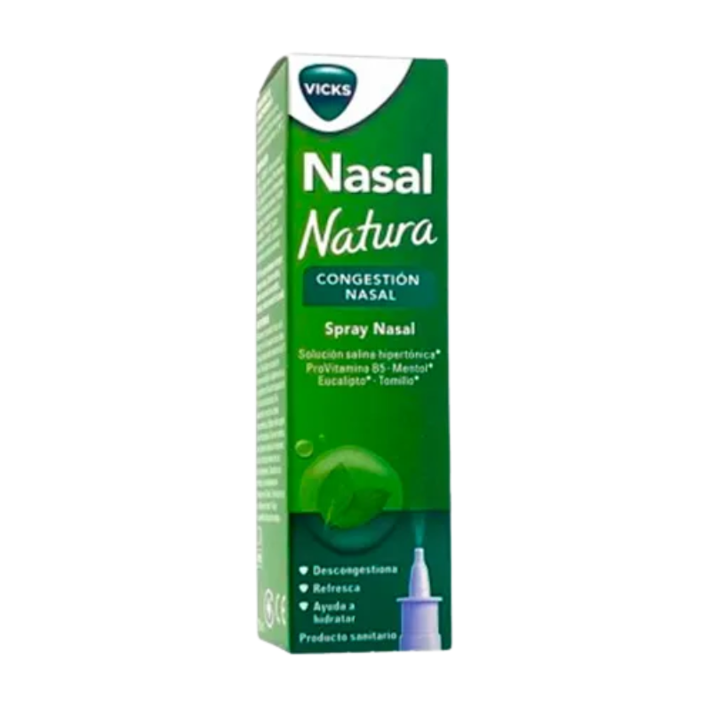Vicks Nasal Natura 20 ml – Spray Nasal Hipertónico con Aceites Esenciales