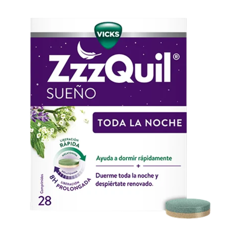 ZzzQuil Toda la Noche 28uds Acción Prolongada para Dormir sin Despertarte